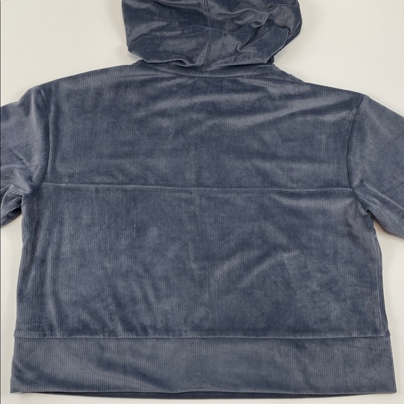 Vuori Ribbed Velour Half Zip Hoodie Blue Gray Cropped Women Sz Medium - Picture 5 of 7